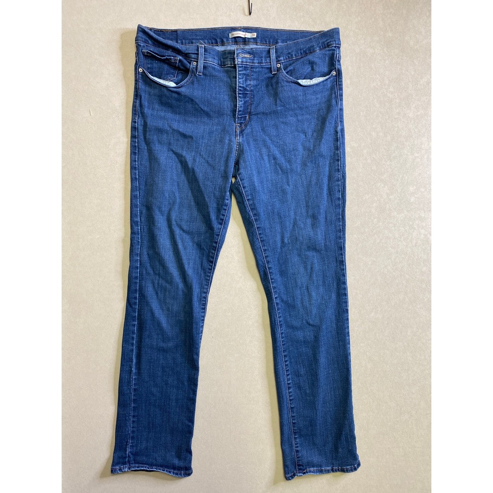 Levis 314 Shaping Straight Jeans Womens 34 Medium Wash Blue Denim Pants
